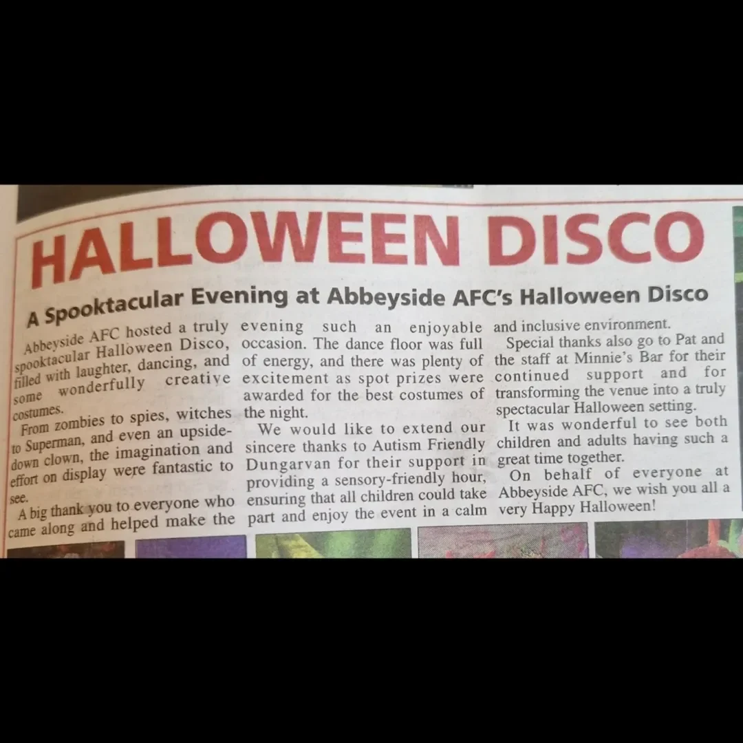 Recently Abbeyside A.F.C held a Sensory Friendly Halloween Disco at Club Creation . Thanks to C (1).webp