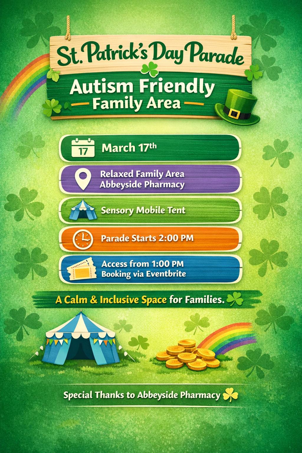 St. Patrick’s Day Parade – Autism Friendly Family Area