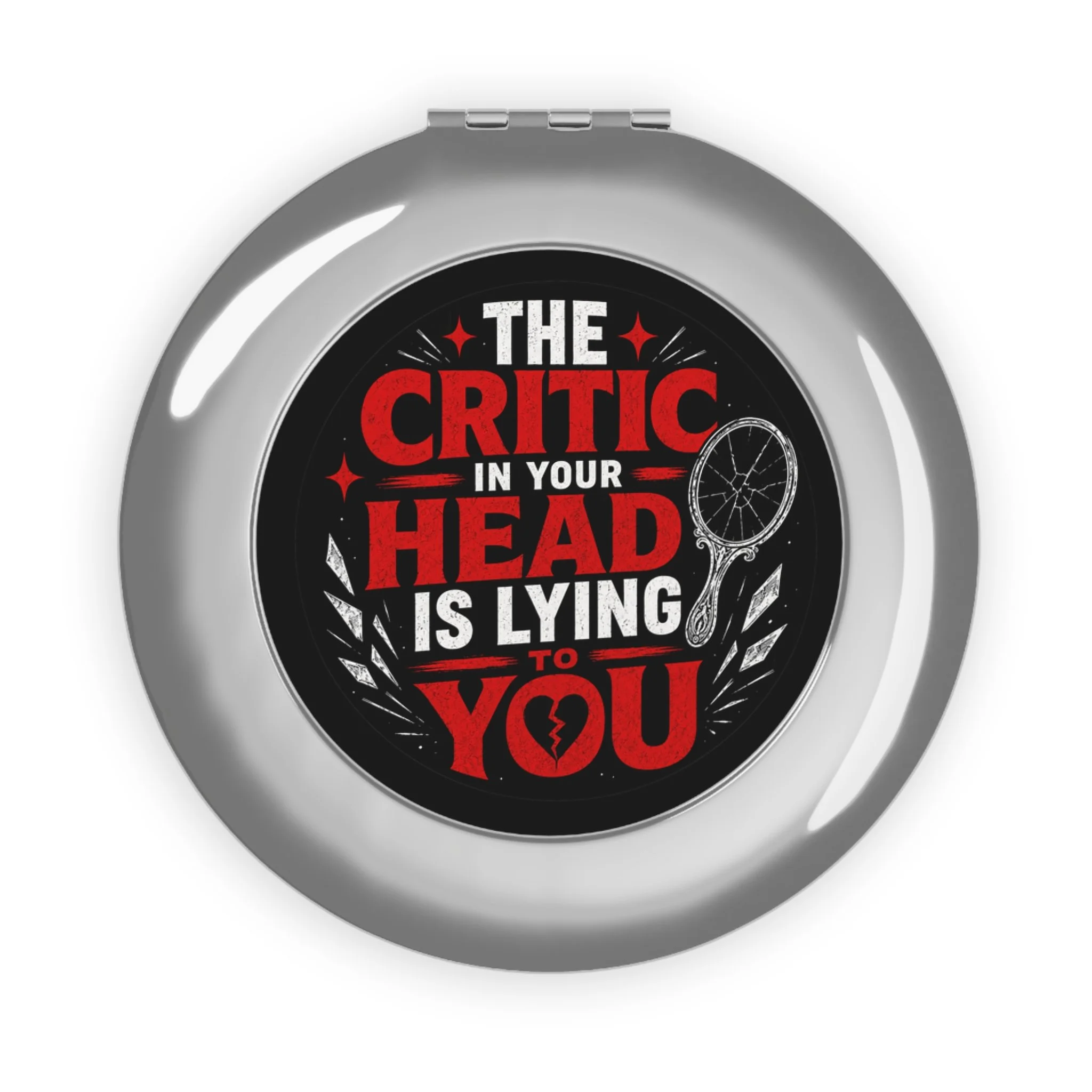 Inner Critic | Self Compassion | Healing | The Critic Is Lying | Self Acceptance | Inner Child | Compact Travel Mirror | Portable Pocket Mirror for Eye Gazing