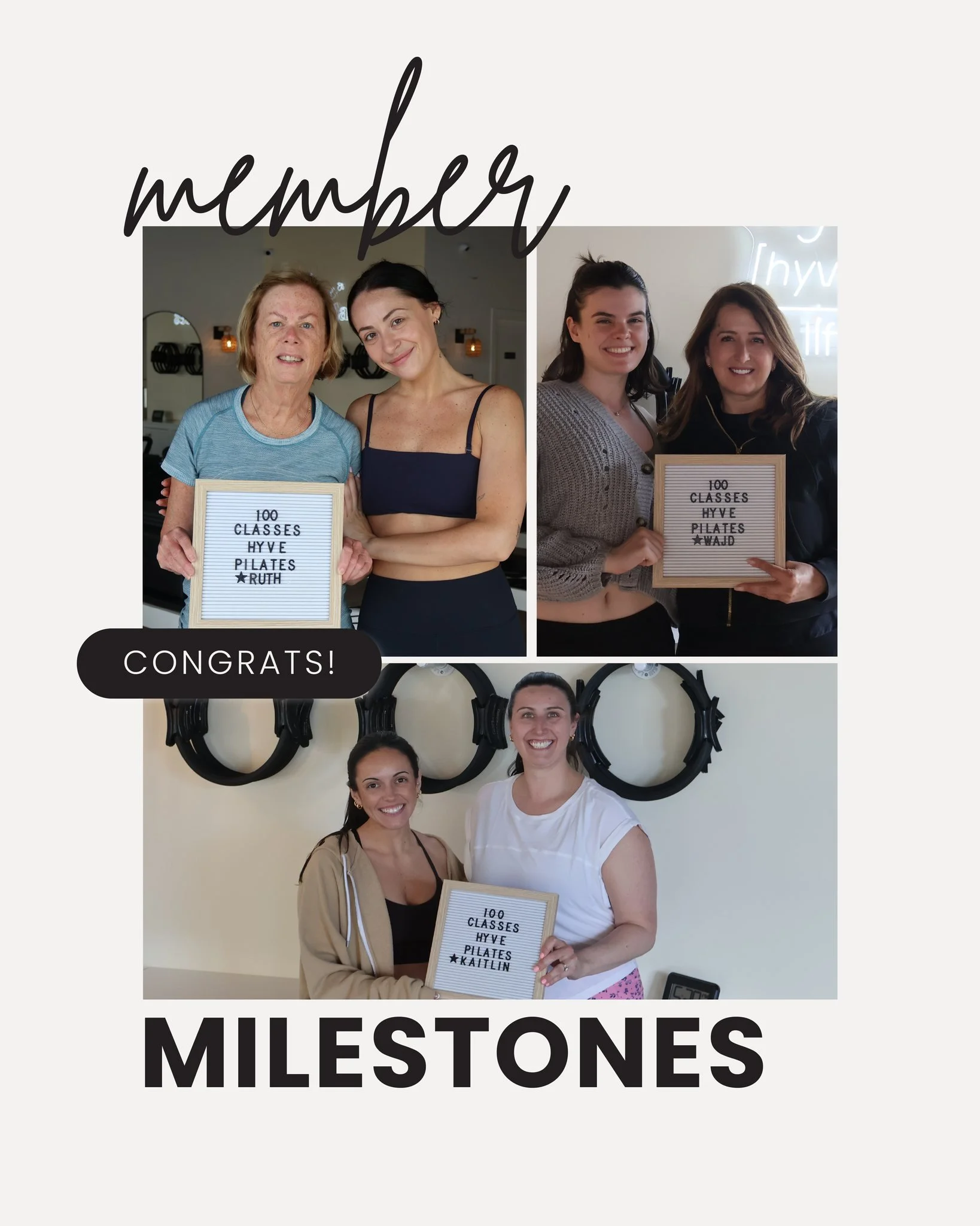 100 classes. Six times over. Marina, Dani, Nicole, Ruth, Wajd, and Kaitlin, you've each shown up 100 times, and it shows. We're so proud of you!