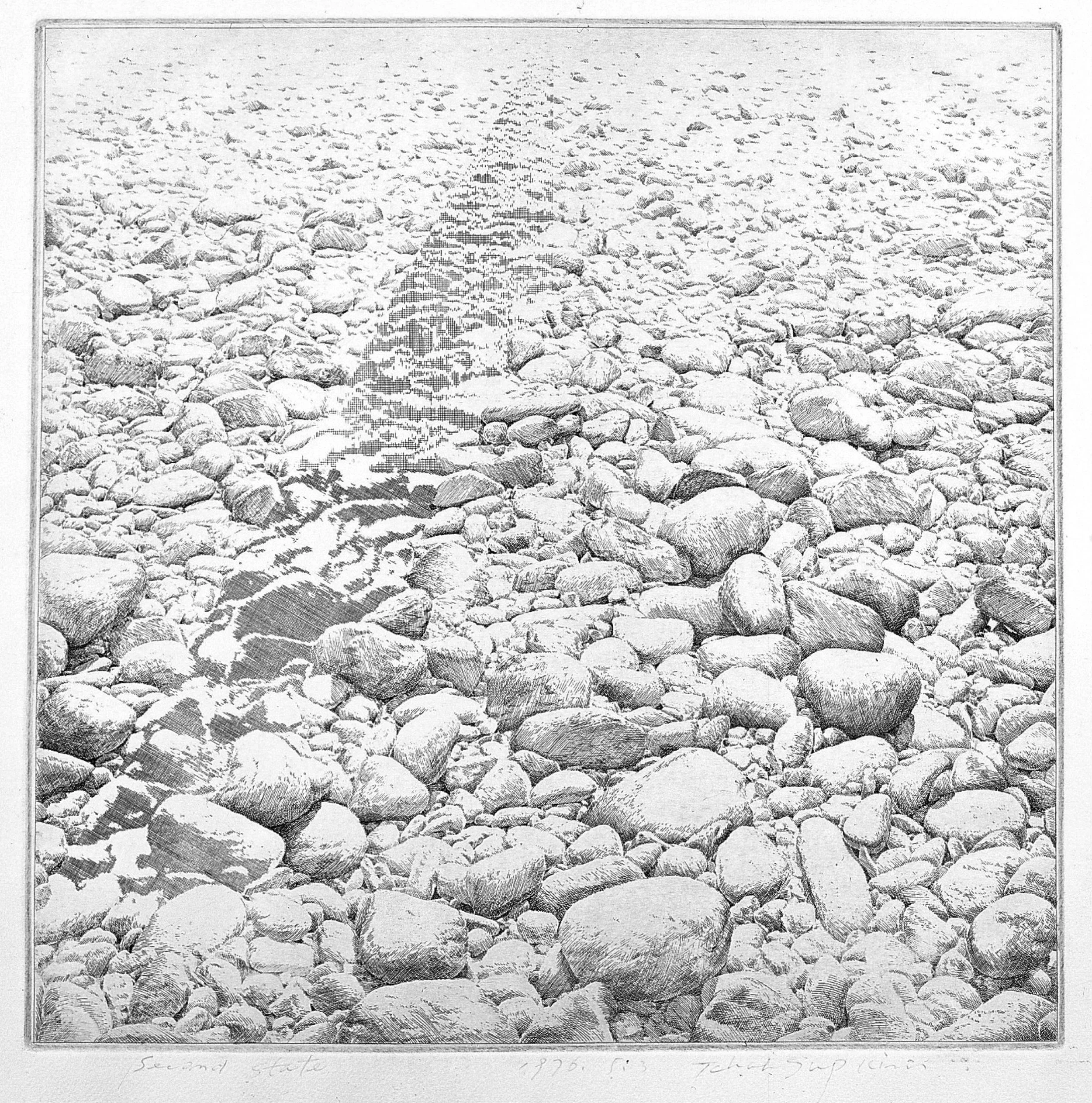 Triangle between Infinities, 1976, 40.5x40.2cm, Etching on paper