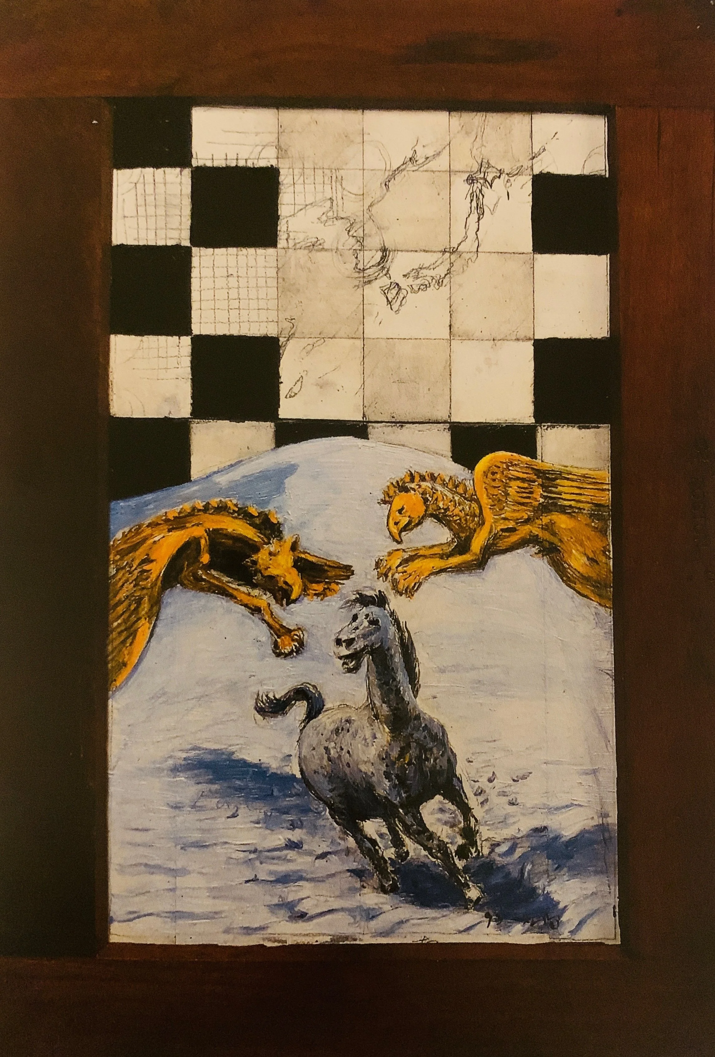 Game, 1993, 17.7x25.3cm, oil on film holder 