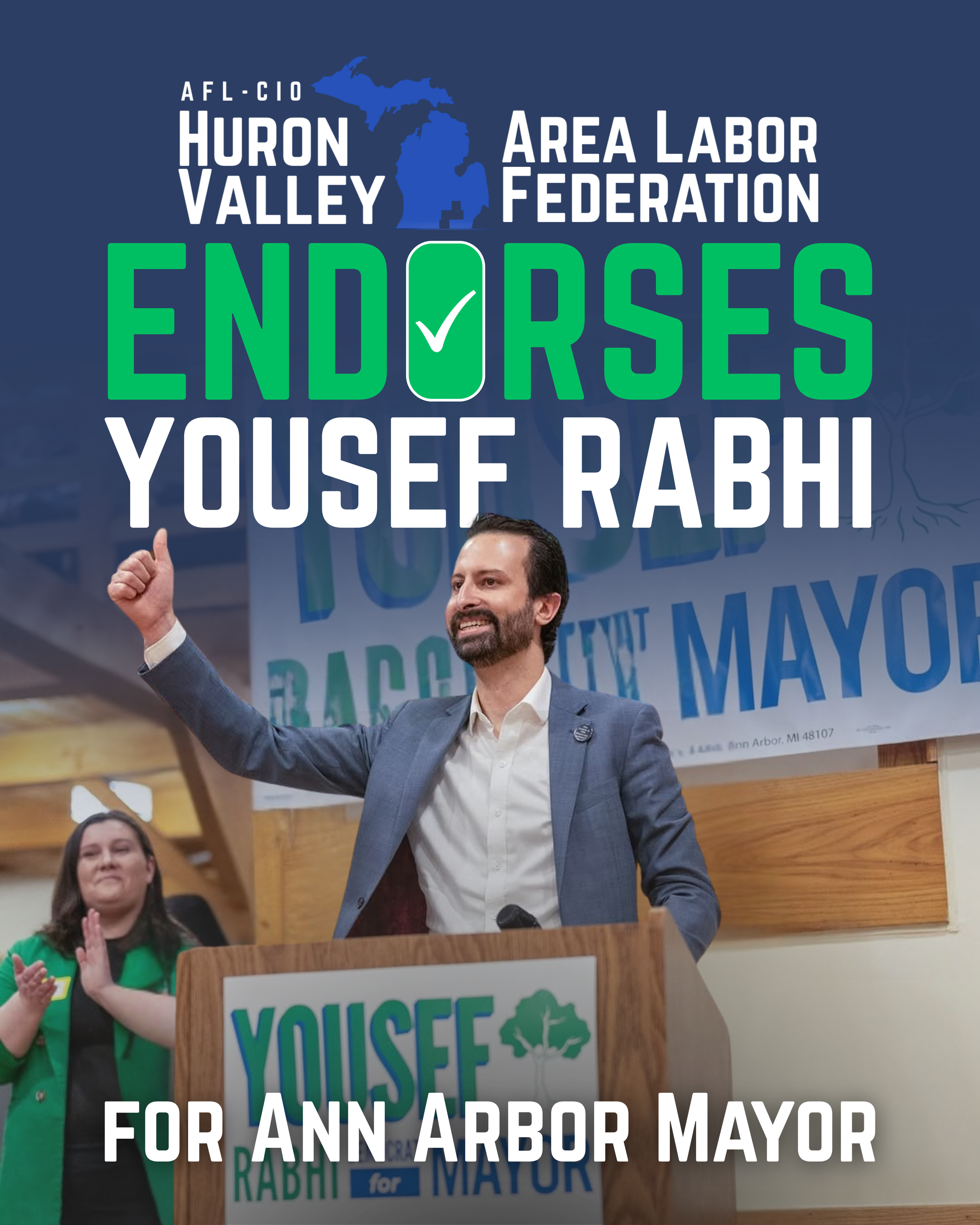 HVALF Endorses Yousef Rabhi for Ann Arbor Mayor; Derek Dobies for Jackson Mayor; Dave Zeglen for AA Ward 4; Cynthia Harrison for AA Ward 1