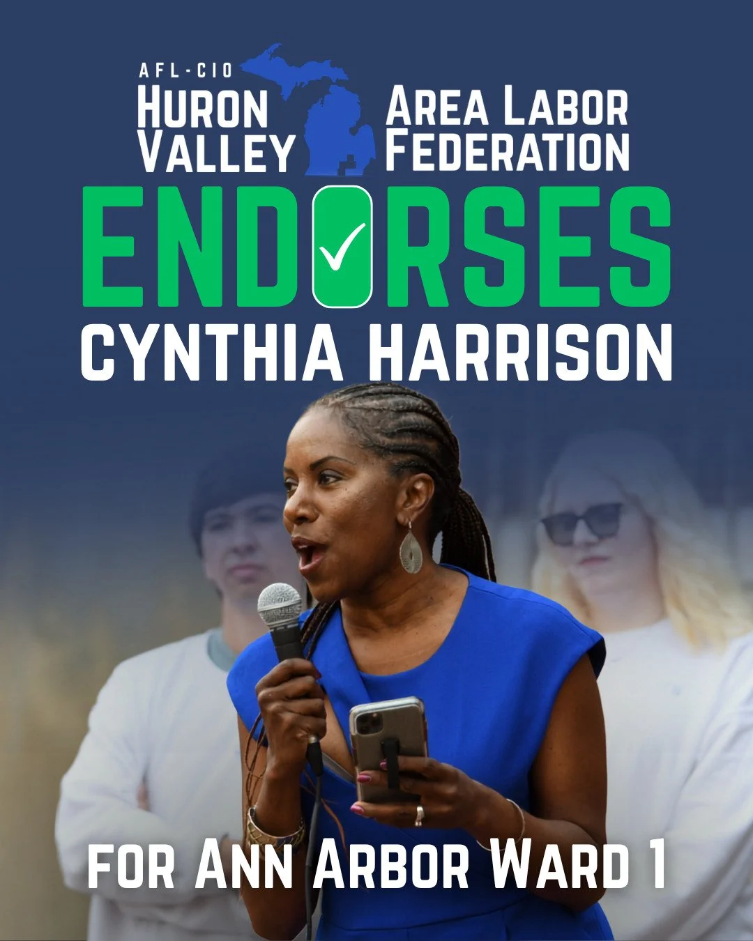 🗳️HVALF endorses Cynthia Harrison for Ann Arbor Ward 1

Cynthia has fought for racial and social justice on Ann Arbor City Council, and HVALF is proud to support her re-election.

#labormovement #unionstrong