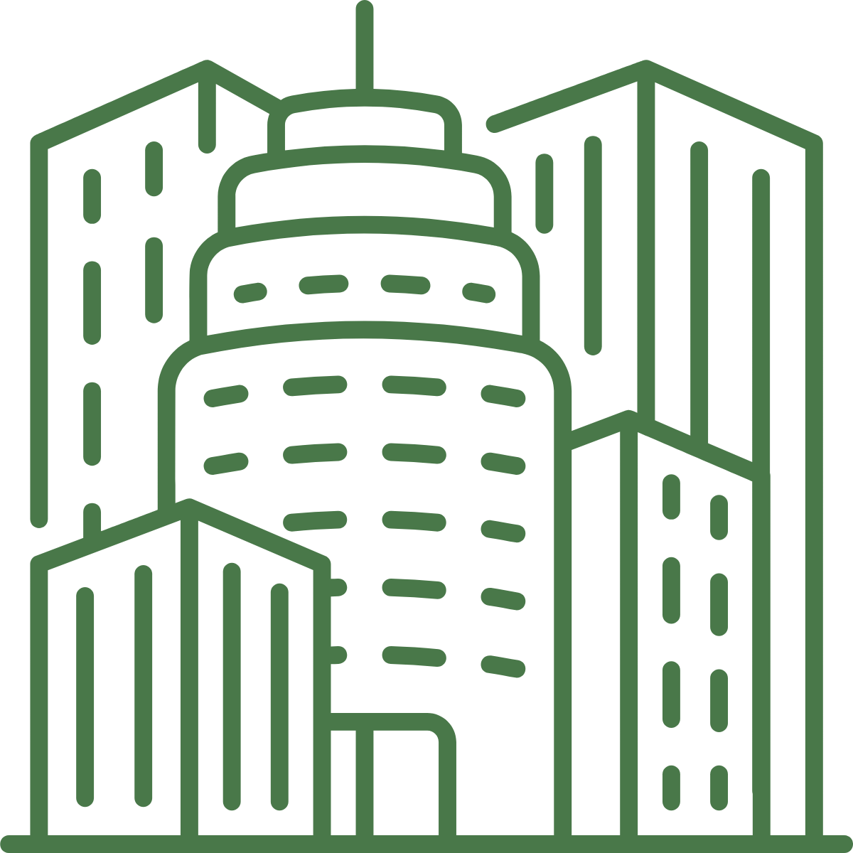 Commercial icon representing custom fabrication and manufacturing solutions for commercial buildings, infrastructure, and facilities.