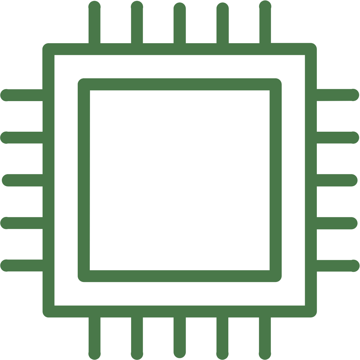 Semiconductor icon representing advanced manufacturing, precision engineering, and mission-critical support for semiconductor tools and equipment.