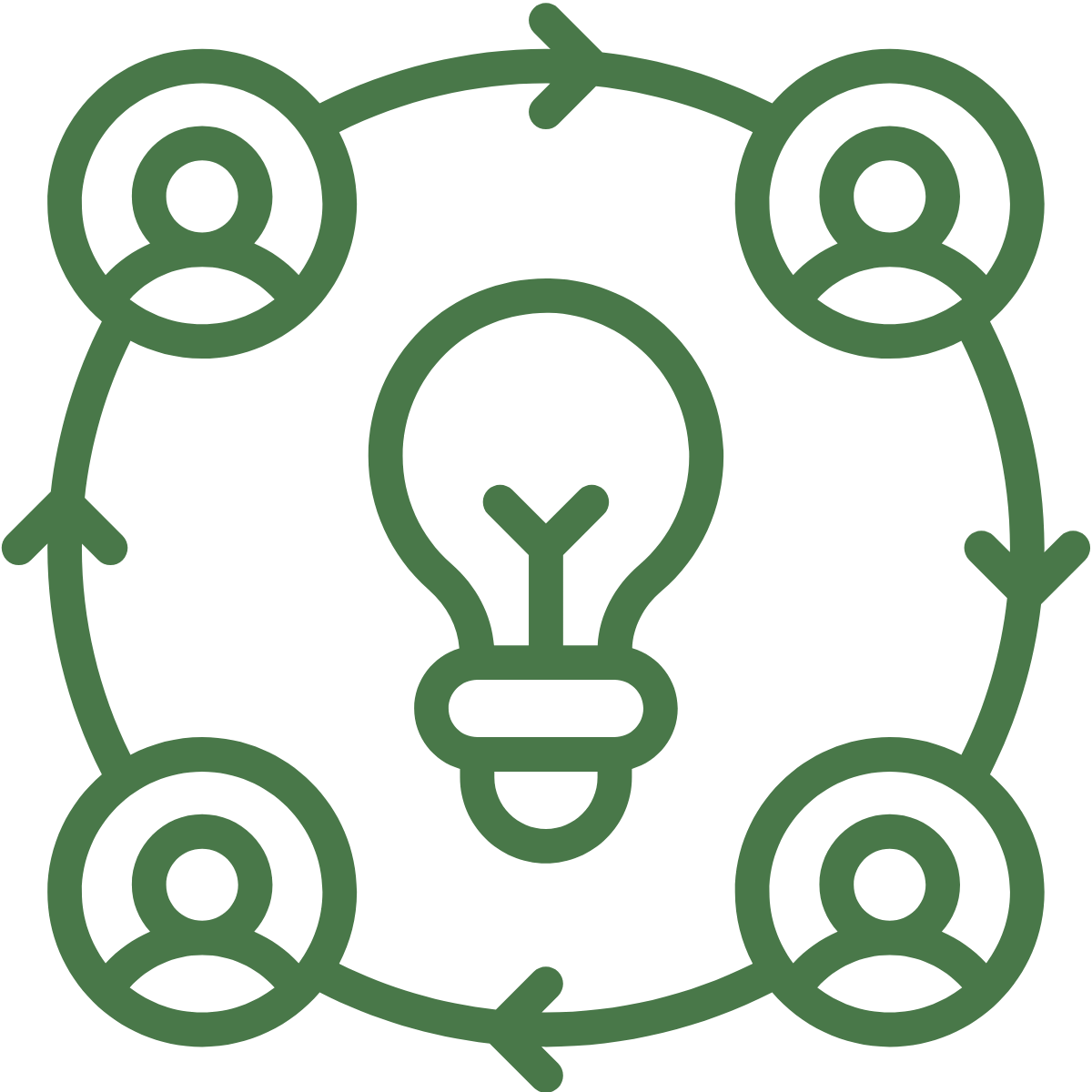 Collaboration icon representing cross-functional teamwork, shared expertise, and close partnership throughout engineering, manufacturing, and project execution.