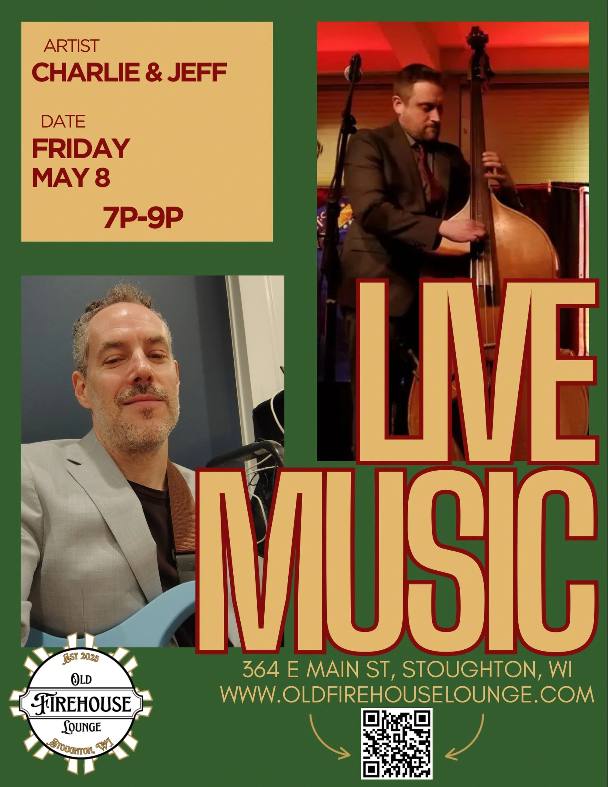 Charlie and Jeff are BACK!! Come down from 7p-9p, snack on some charcuterie and a cocktail. The music is going to be GOOD!!!
 
@charliepaintermusic 
 
 
 
#livemusic #localmusic #jazzmusic #jazz #cocktaillounge