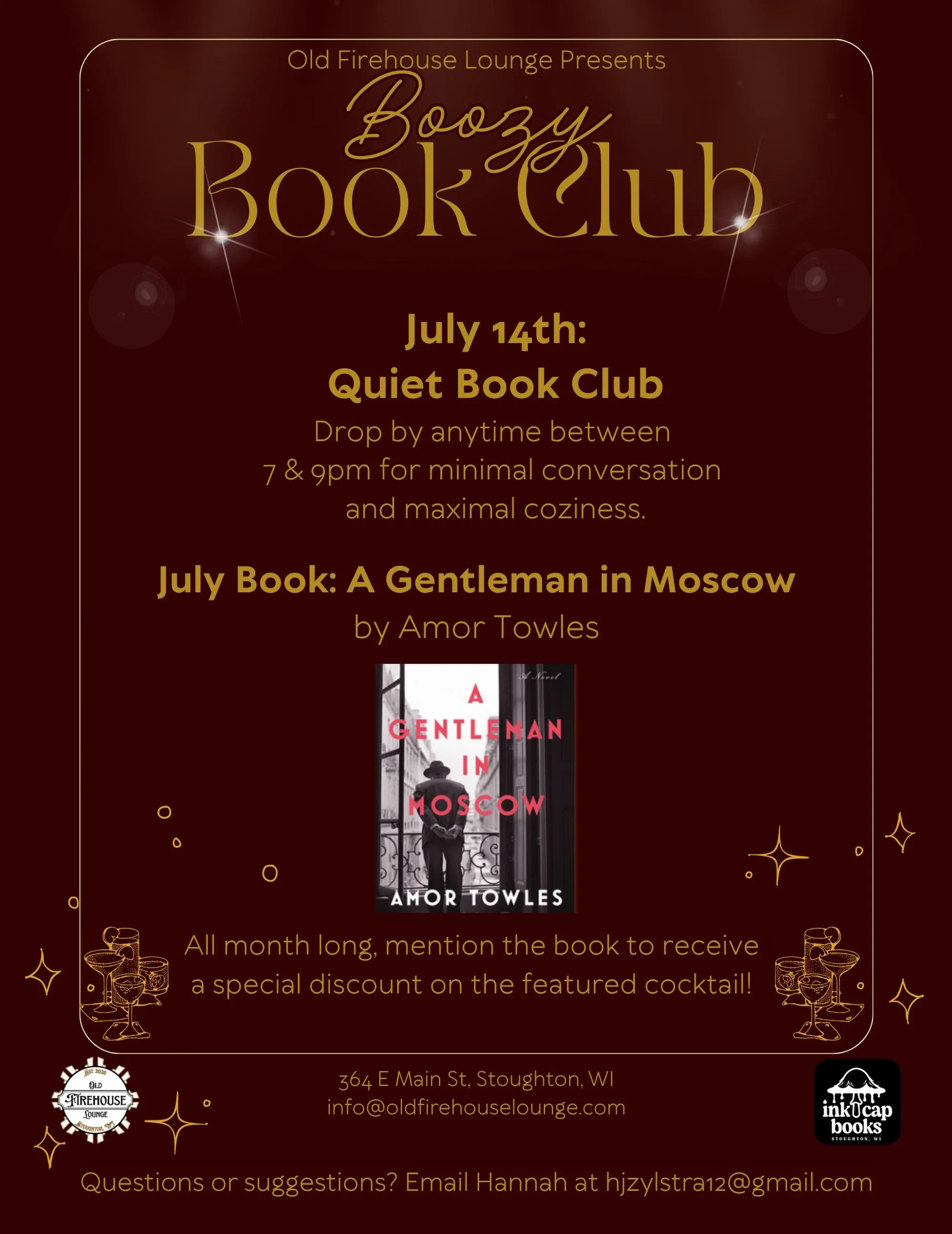 📖 Quiet Book Club is TONIGHT! 🤫
 
Drop by anytime between 7&ndash;9pm for minimal conversation and maximal coziness. Bring whatever you&rsquo;re reading, grab a drink, and settle in. No pressure, no small talk &mdash; just good books and good vibes