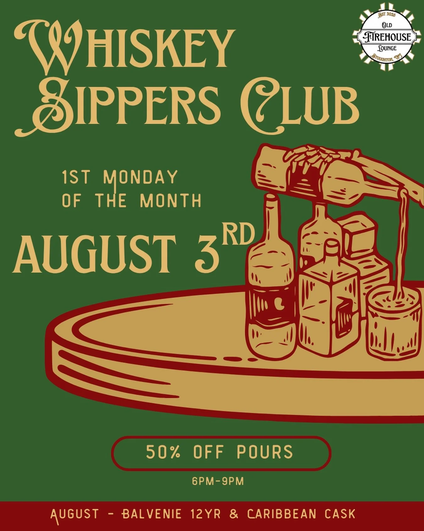 🥃 Whiskey Sippers Club is back &mdash; Monday, August 3!
 
First Monday of every month, we pour something worth slowing down for. This month we&rsquo;re featuring Balvenie 12yr and Balvenie Caribbean Cask &mdash; two beautiful Speyside single malts,
