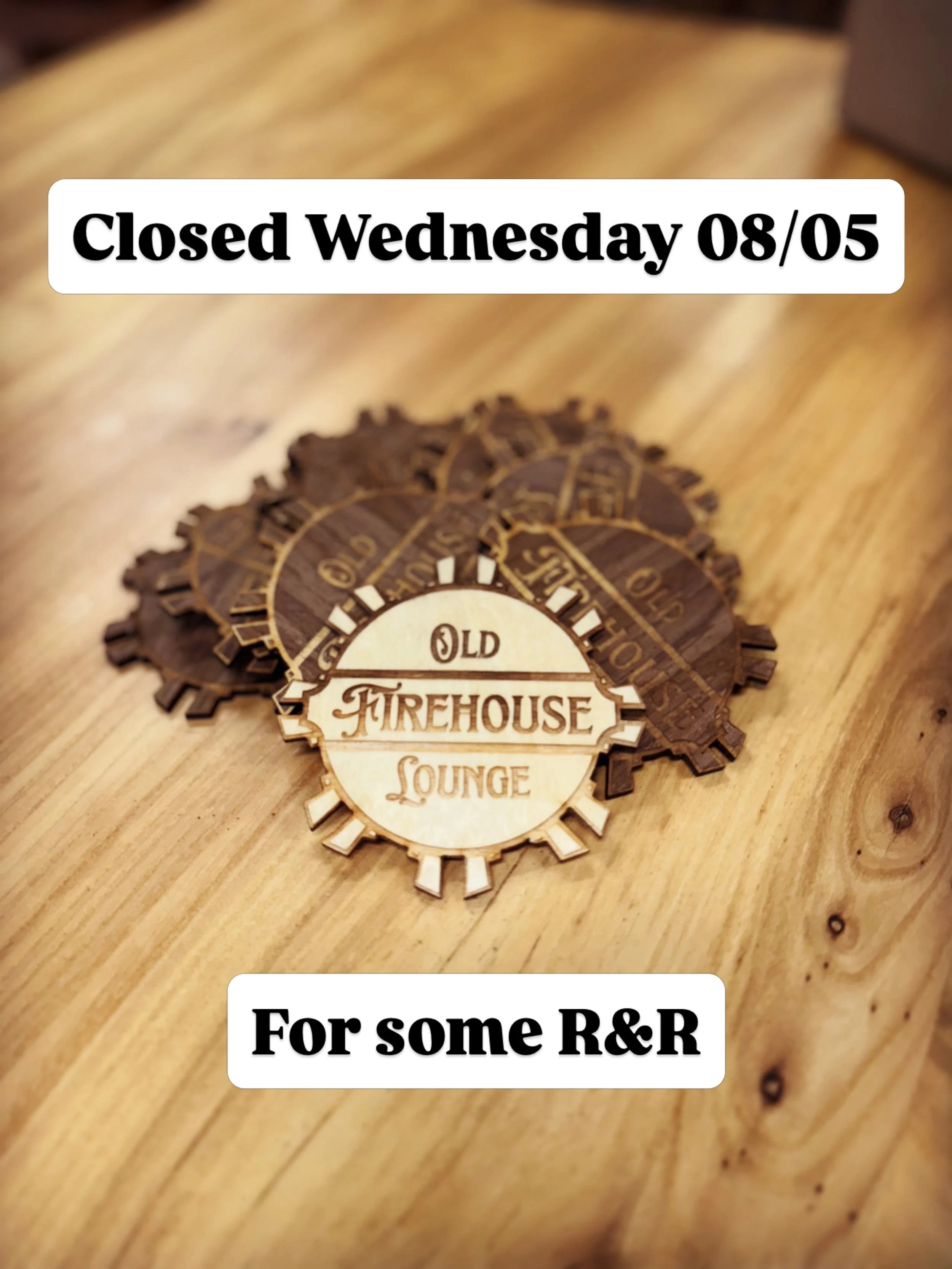 Closed on Wednesday August 5th for some R&amp;R. 
 
We still have some spots left for our Thursday Wine &amp; Chocolate tasting. Starts at 6 and ends at 8. We will be closed during the event so come before or after for some tasty drinks!
 
 
Thank yo