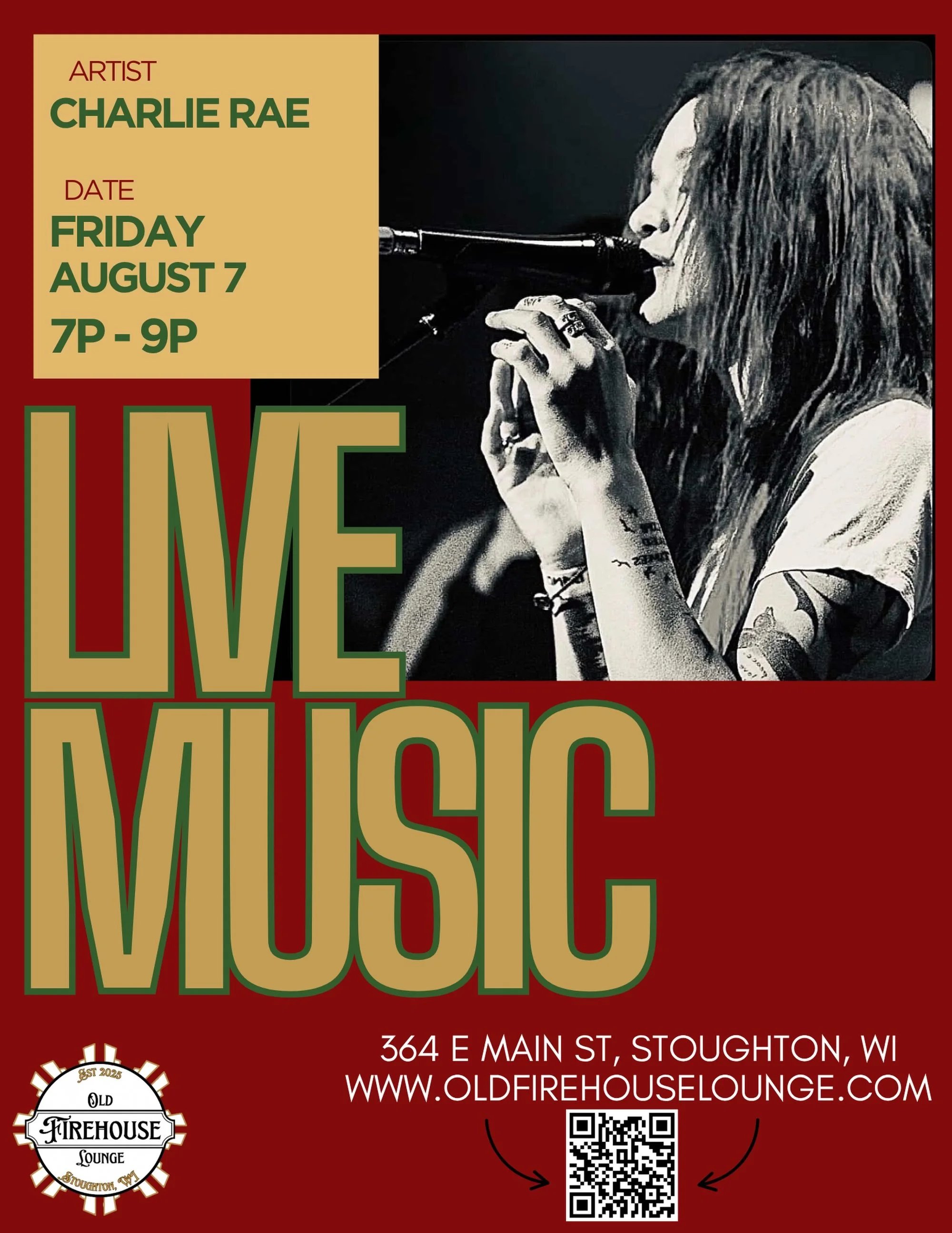 @charlieraeofficial playing tonight from 7-9p!! Come on down to enjoy some AMAZING live music and tasty cocktails!
 
Happy Friday!
 
 
 
 #livemusic #charlierae #stoughtonwi #music #community