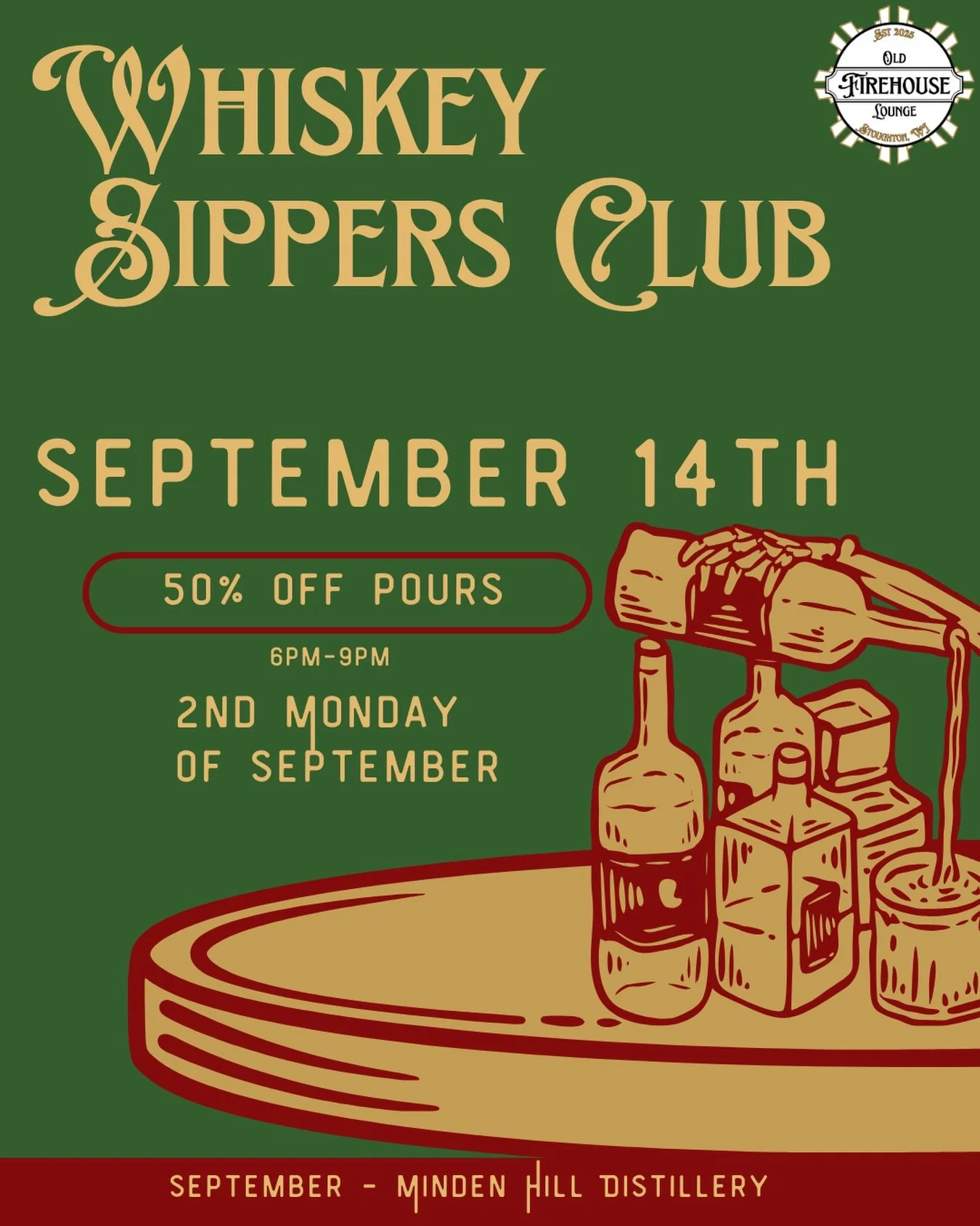 🥃 Whiskey Sippers Club is back &mdash; Monday, September 14!
 
This month we&rsquo;re pouring from Minden Hill Distillery, a Nevada craft distillery making small-batch spirits. Come taste something worth savoring.
 
🕕 6pm&ndash;9pm
🥃 50% off pours