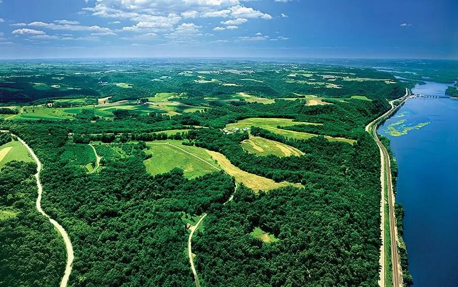 Wisconsin driftless area from an aerial view