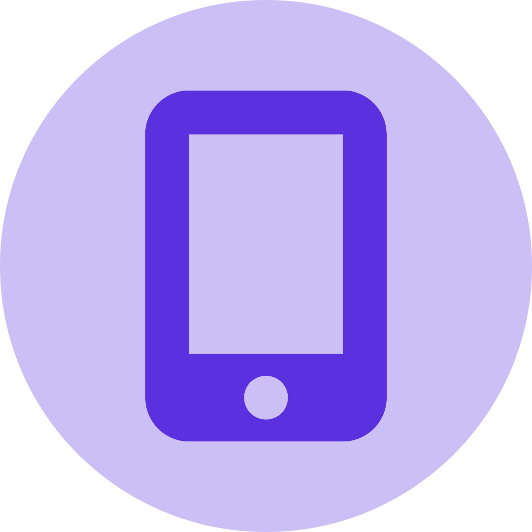 Purple gradient background with a faint outline of a smartphone in the center.