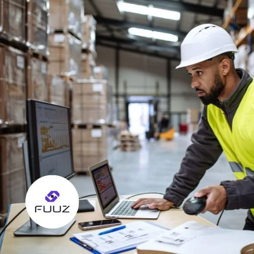 FUUZ logo in blue text with tagline 'ignite innovation' in orange on a white background.