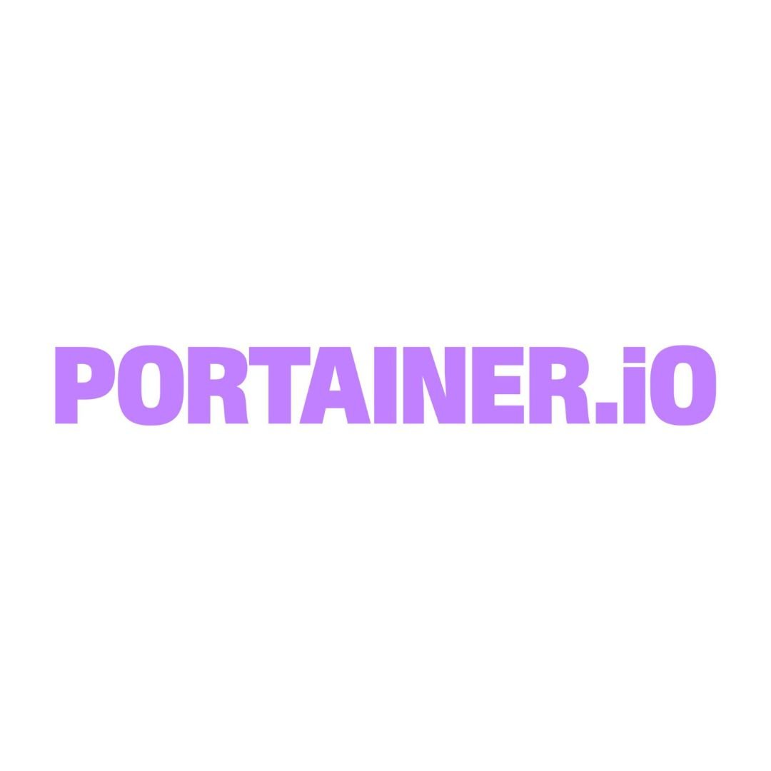 The word 'PORTAINER.IO' in bold purple letters on a white background.