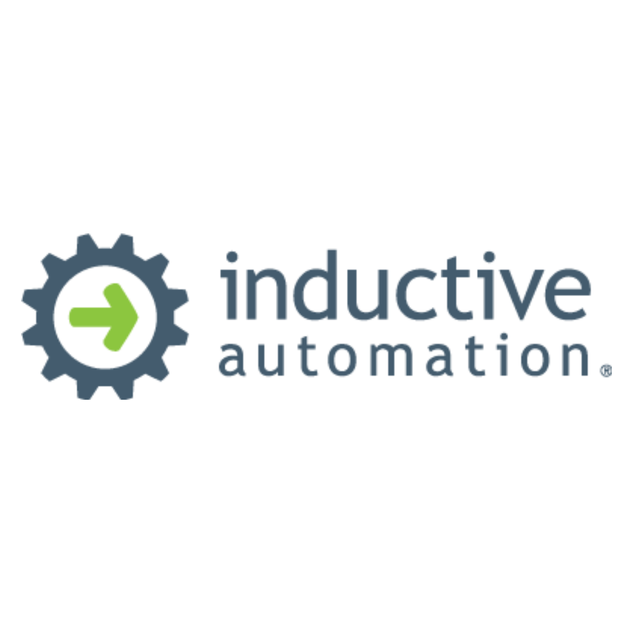 Logo for Inductive Automation featuring a gear icon with a green arrow inside and the company name in dark blue text.