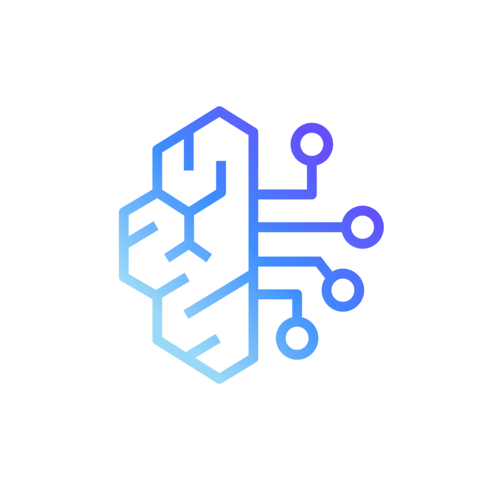 A stylized blue and purple icon combining a brain and circuit board design.