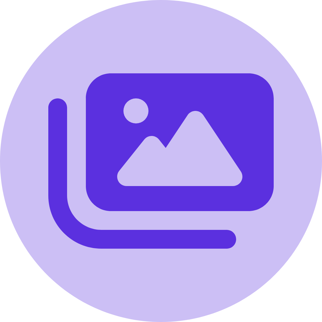 Blurred purple icon with abstract Mountain and sun in a circle