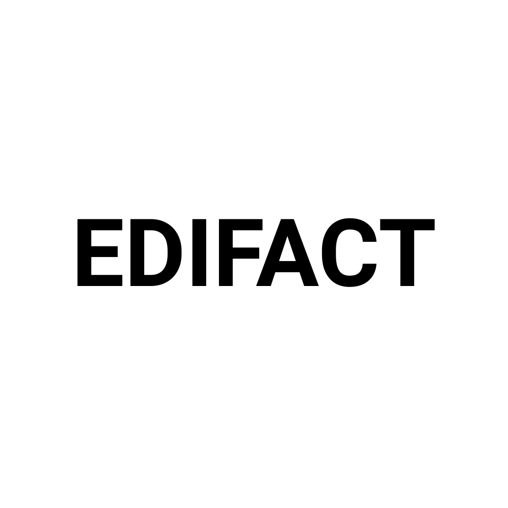 Black text reading 'EDIFACT' on a white circular background