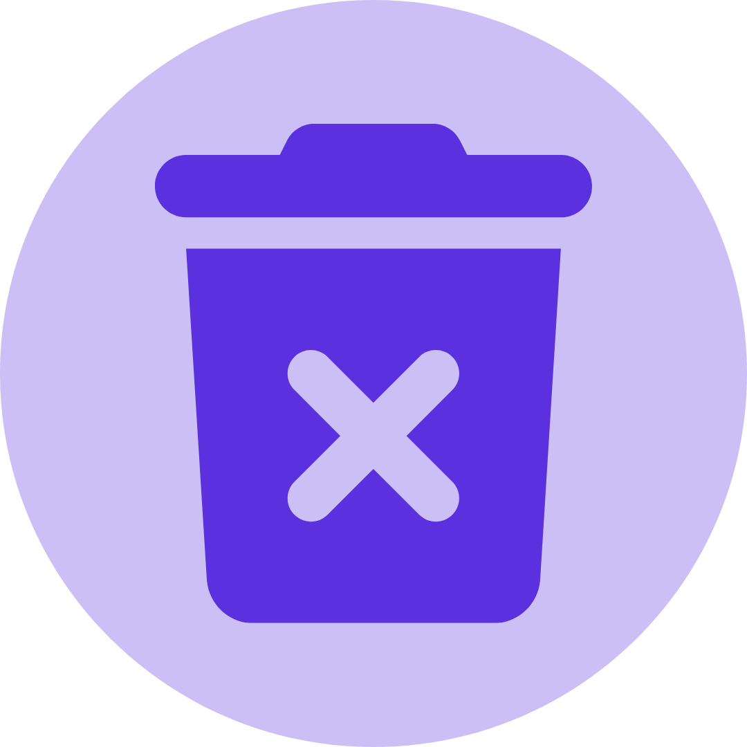 Purple circle with a faint heart and arrow icon in the center.