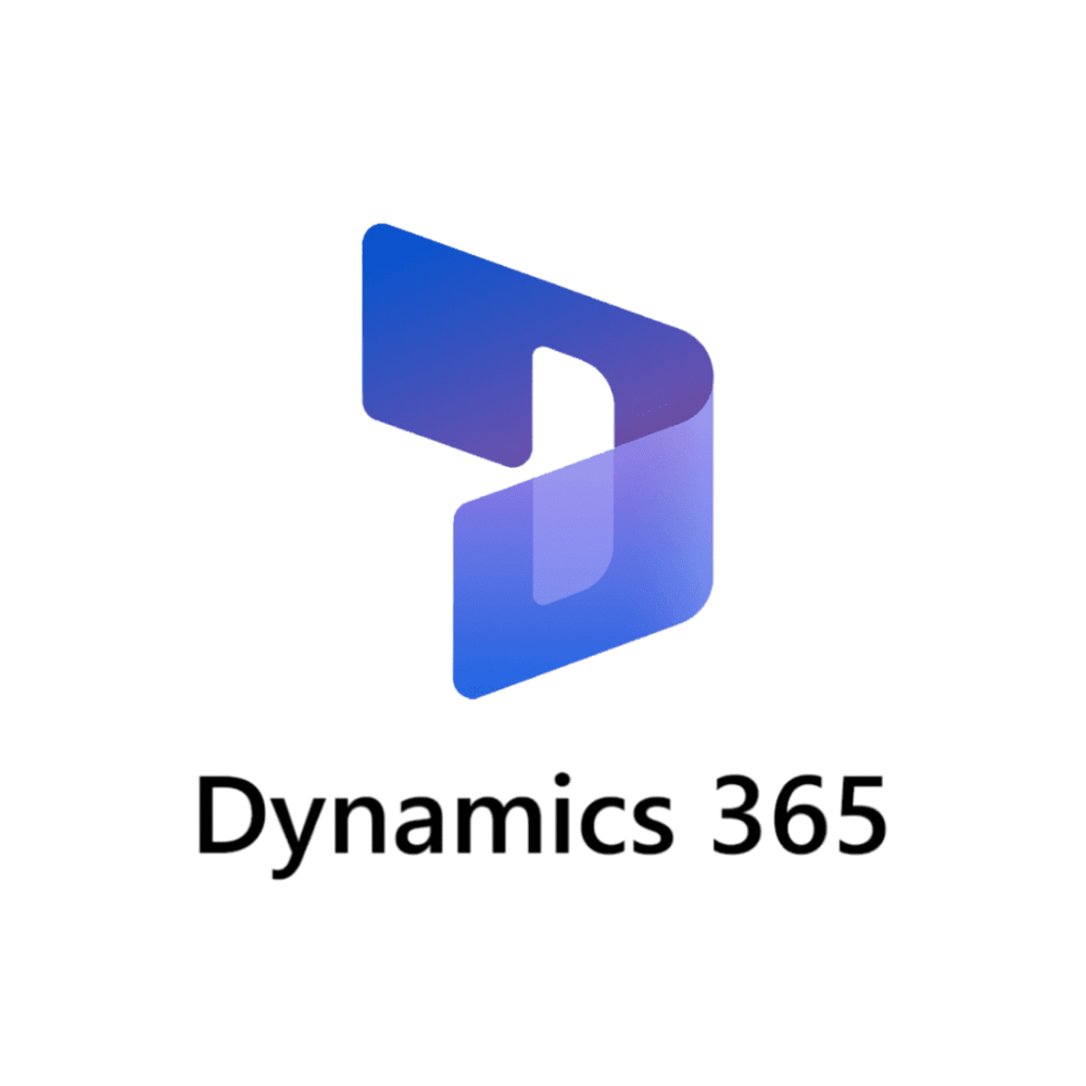 Microsoft Dynamics 365 logo with a stylized blue ribbon-like symbol and the text 'Dynamics 365' underneath.