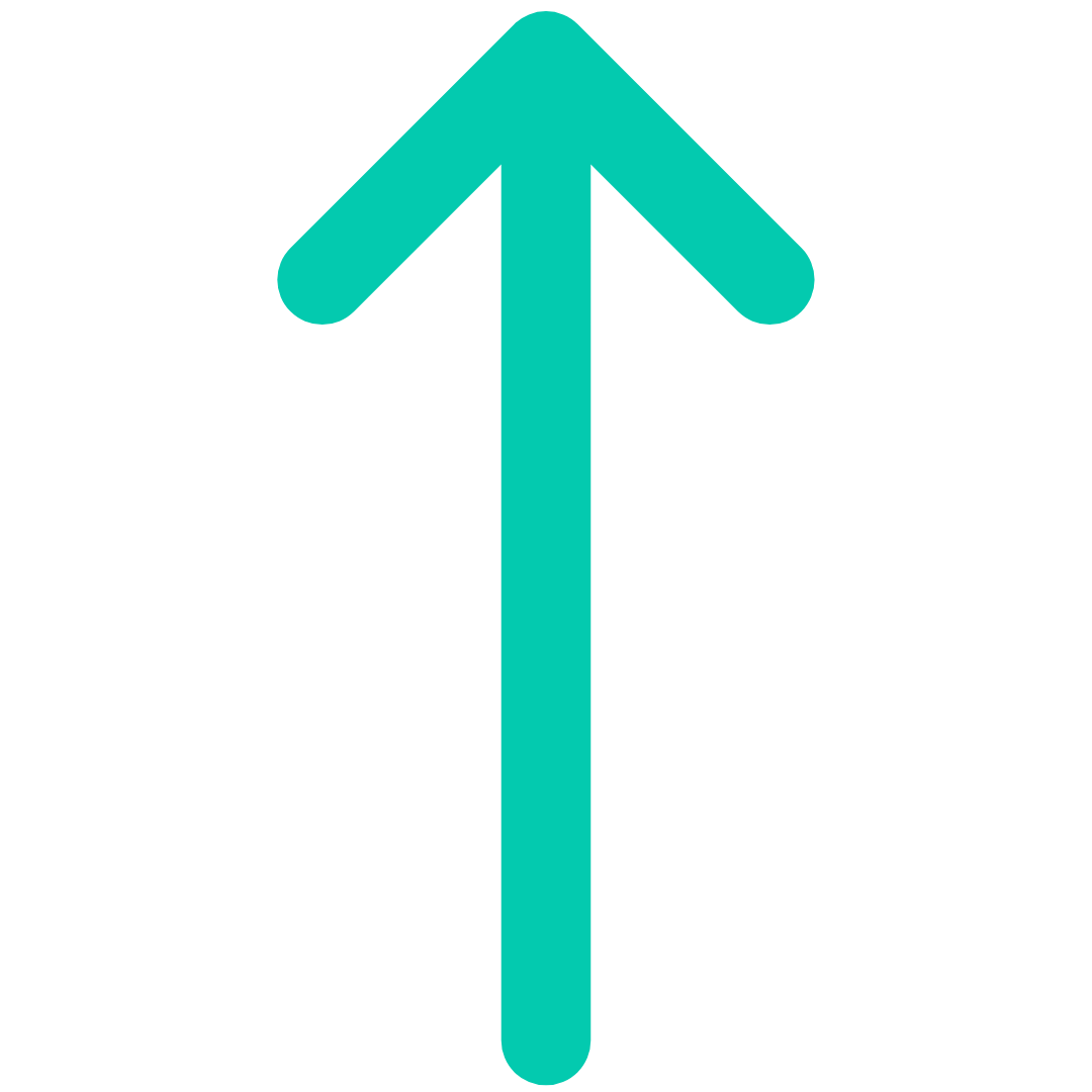Large teal upward arrow symbol.