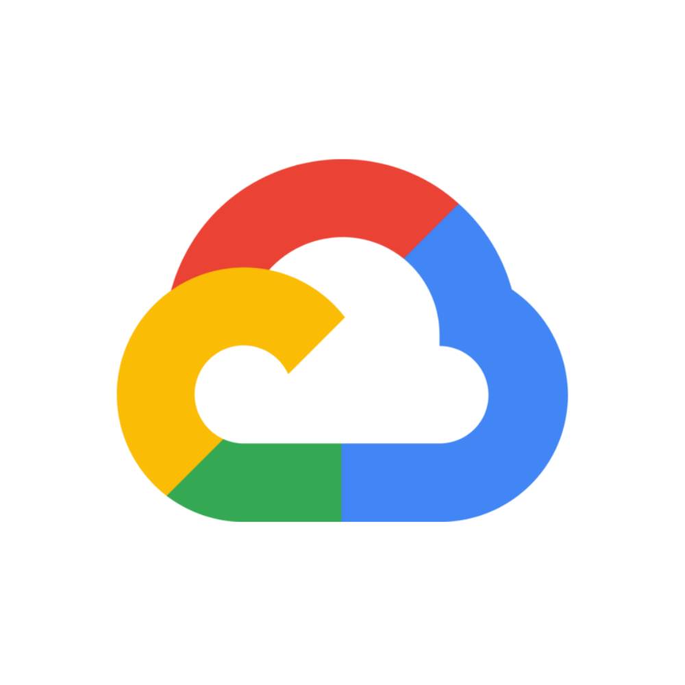 Google Cloud logo with a stylized cloud and the Google colors: red, blue, yellow, and green.