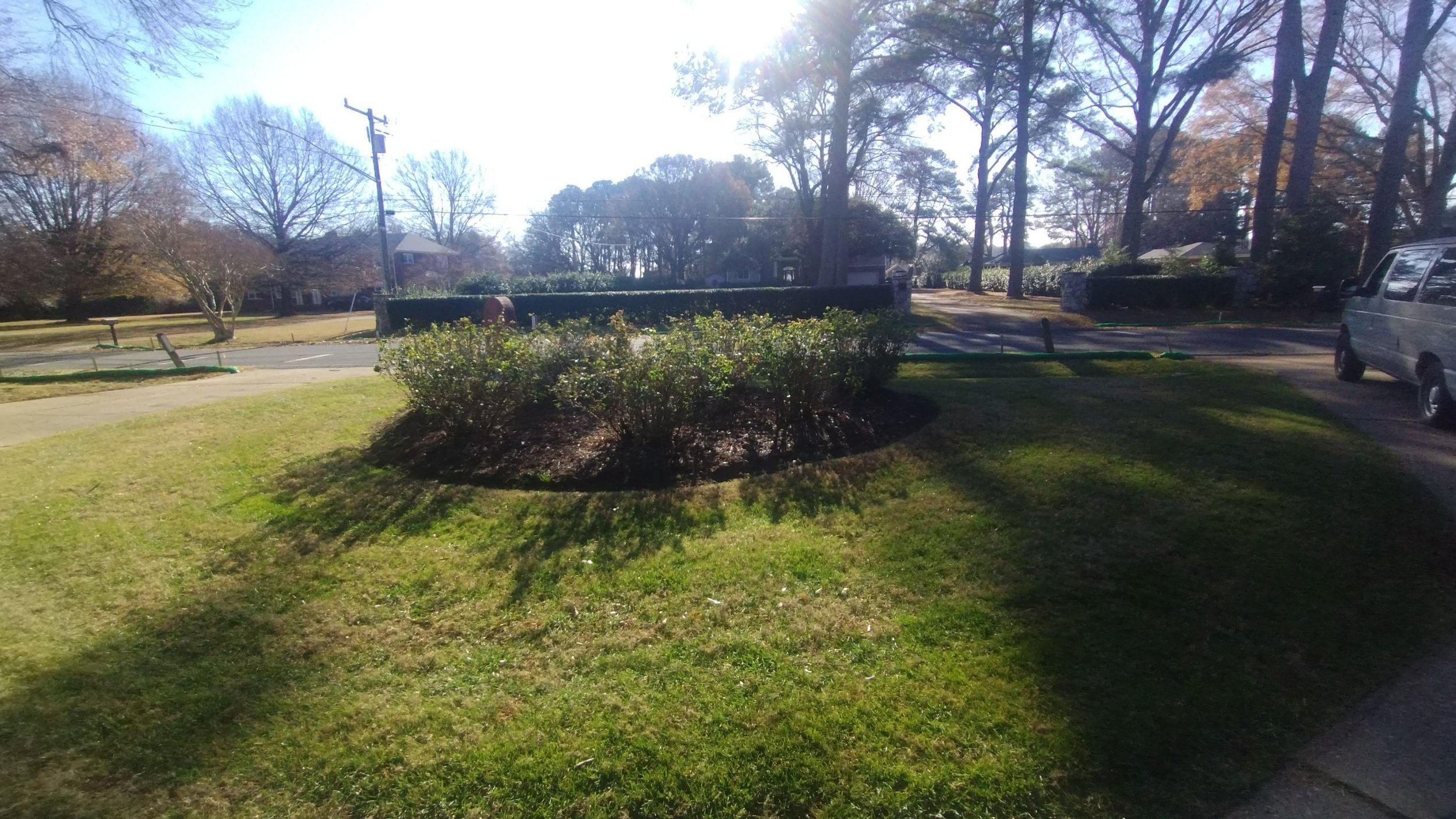 Mowing — Clean, even cut with crisp edging and tidy clippings for a neat, healthy lawn.