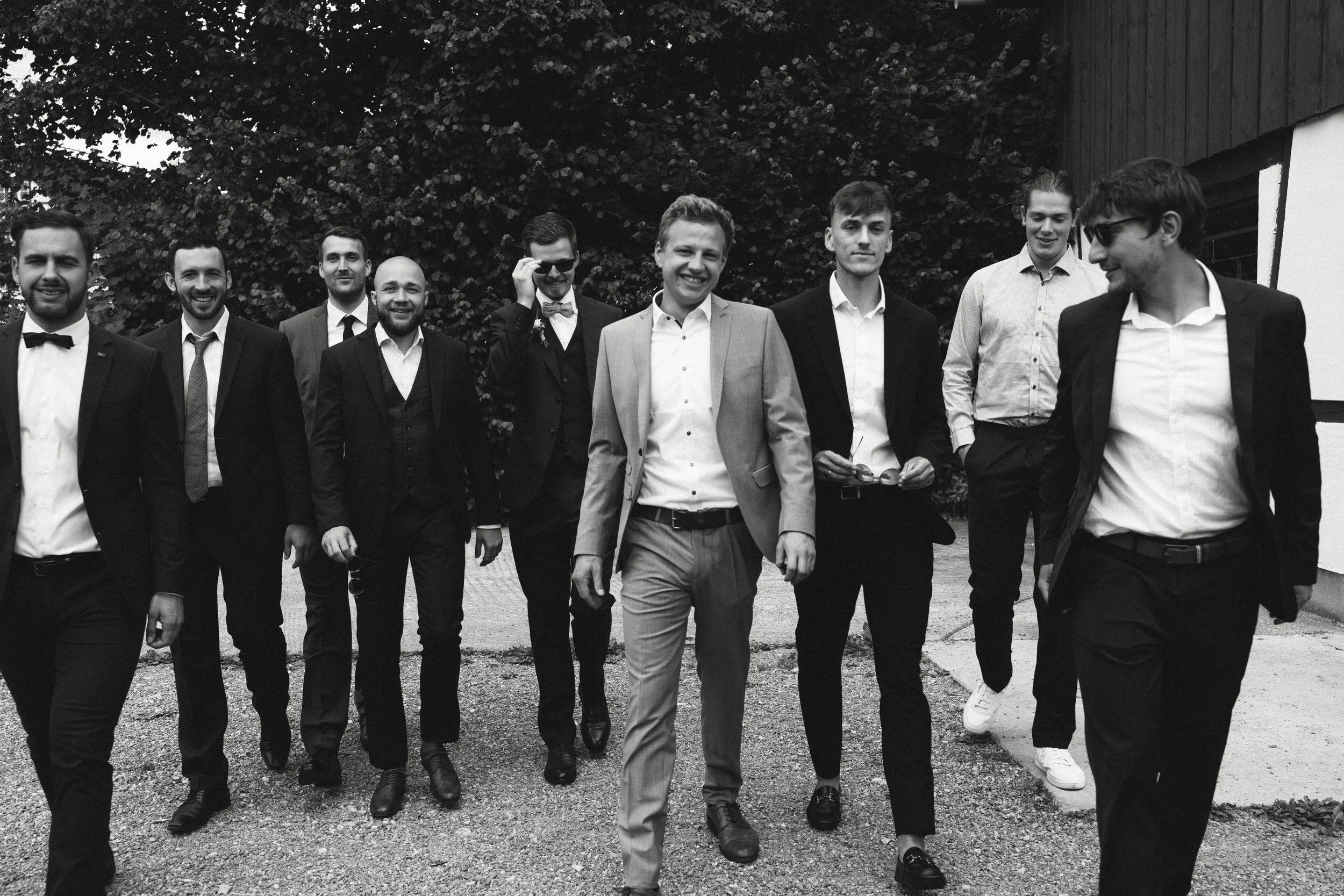 Groom and groomsmen having fun