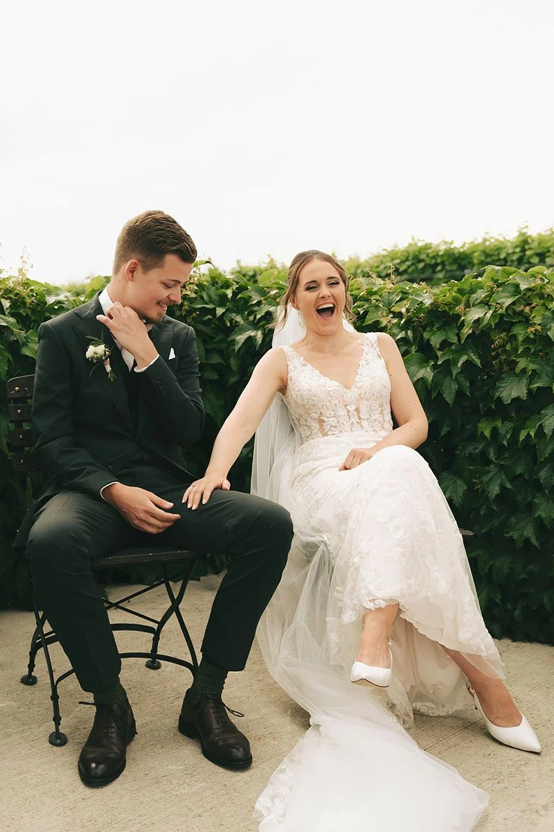 bride and groom at the wedding ceremony outside in the vineyards at Lake Constance