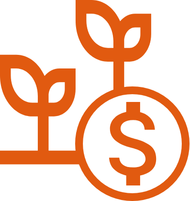 Illustration of growing plants with dollar sign coin, symbolizing financial growth or investment.
