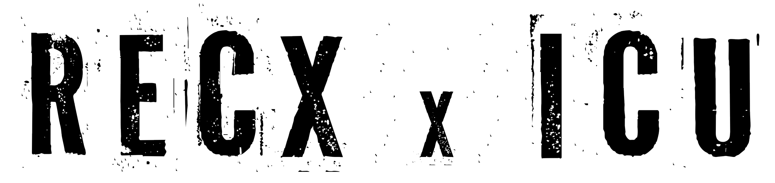 The word "RECYCLING" spelled out in large, outlined letters with a grunge texture on a black background.