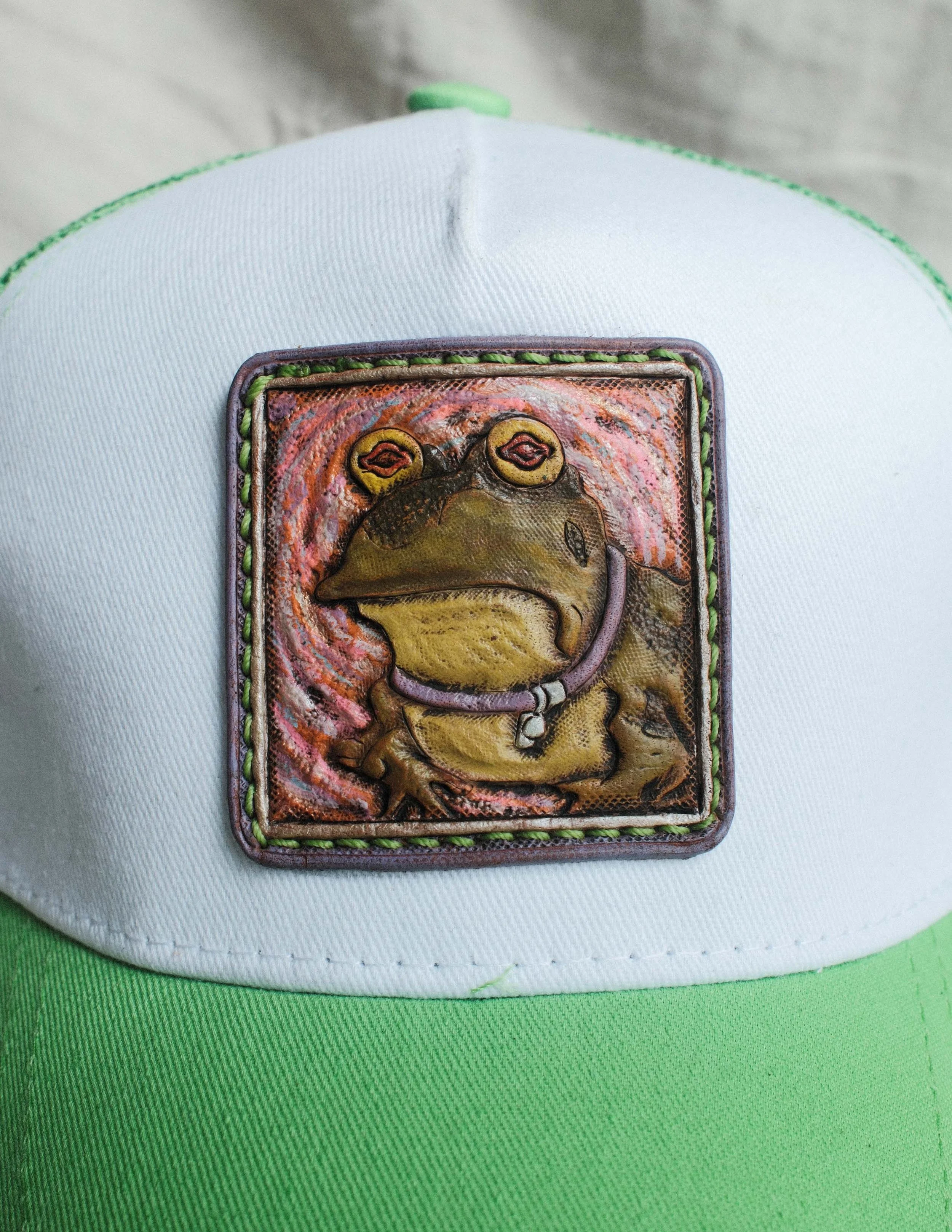 Tooled Leather Patch Trucker Hat