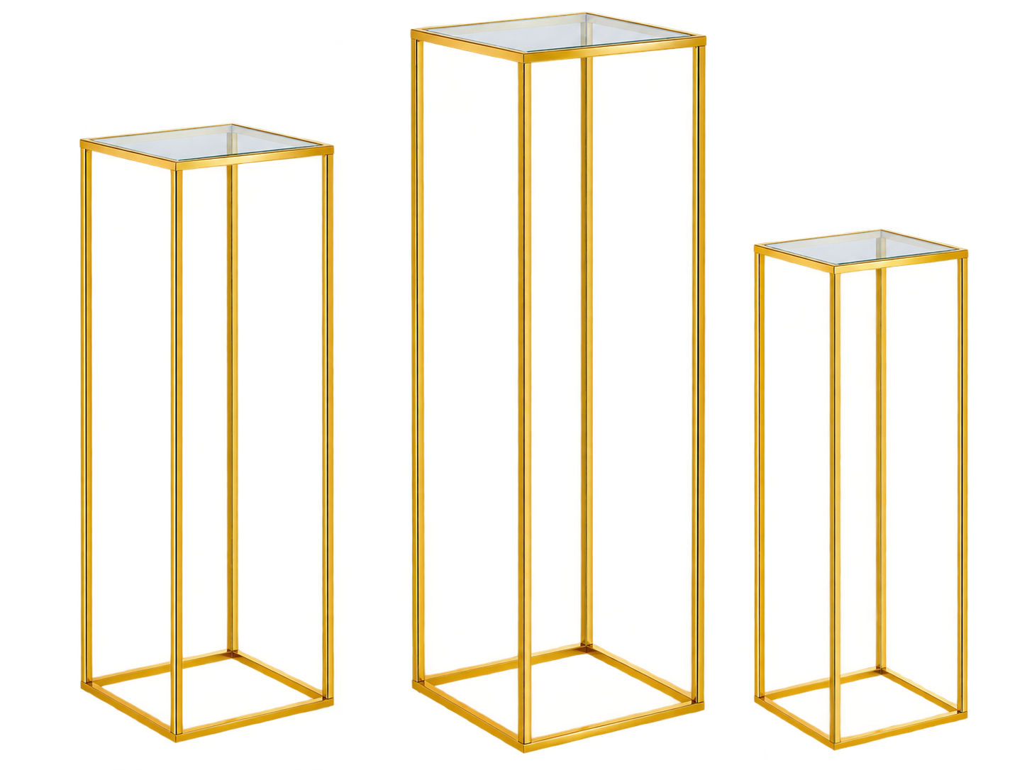 Ensemble de 3 colonnes de présentation dorées