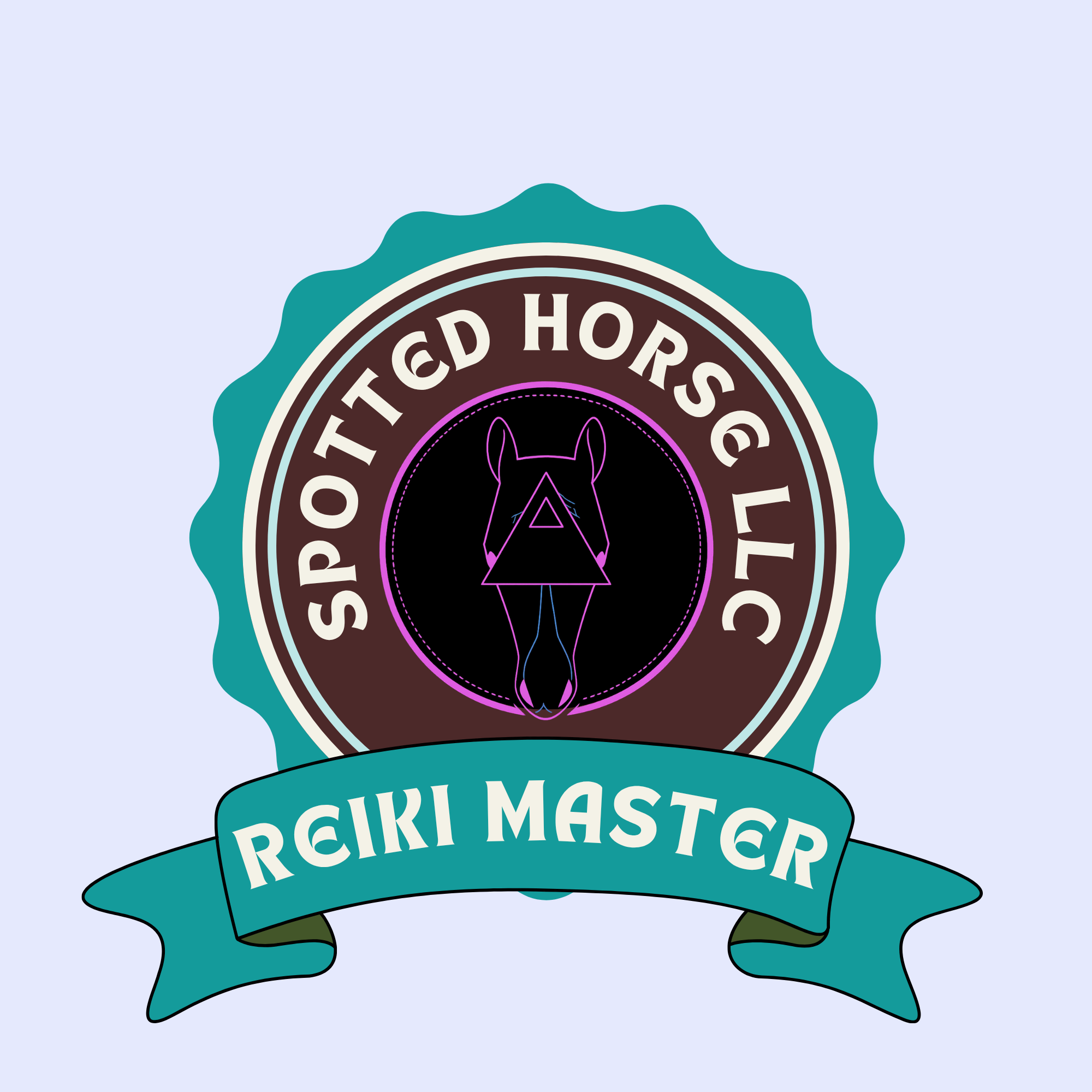 Logo with a horse's head inside a black circle, surrounded by a teal wavy border, with the text "STOCK HORSE RANCH MASTER" and a teal banner with "RANCH MASTERS" at the bottom.