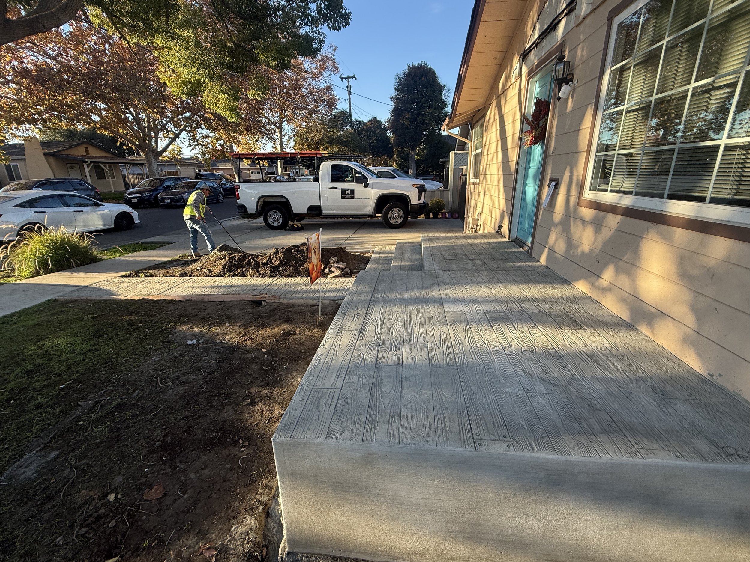 Concrete front walkway and porch on a separate San Jose home project