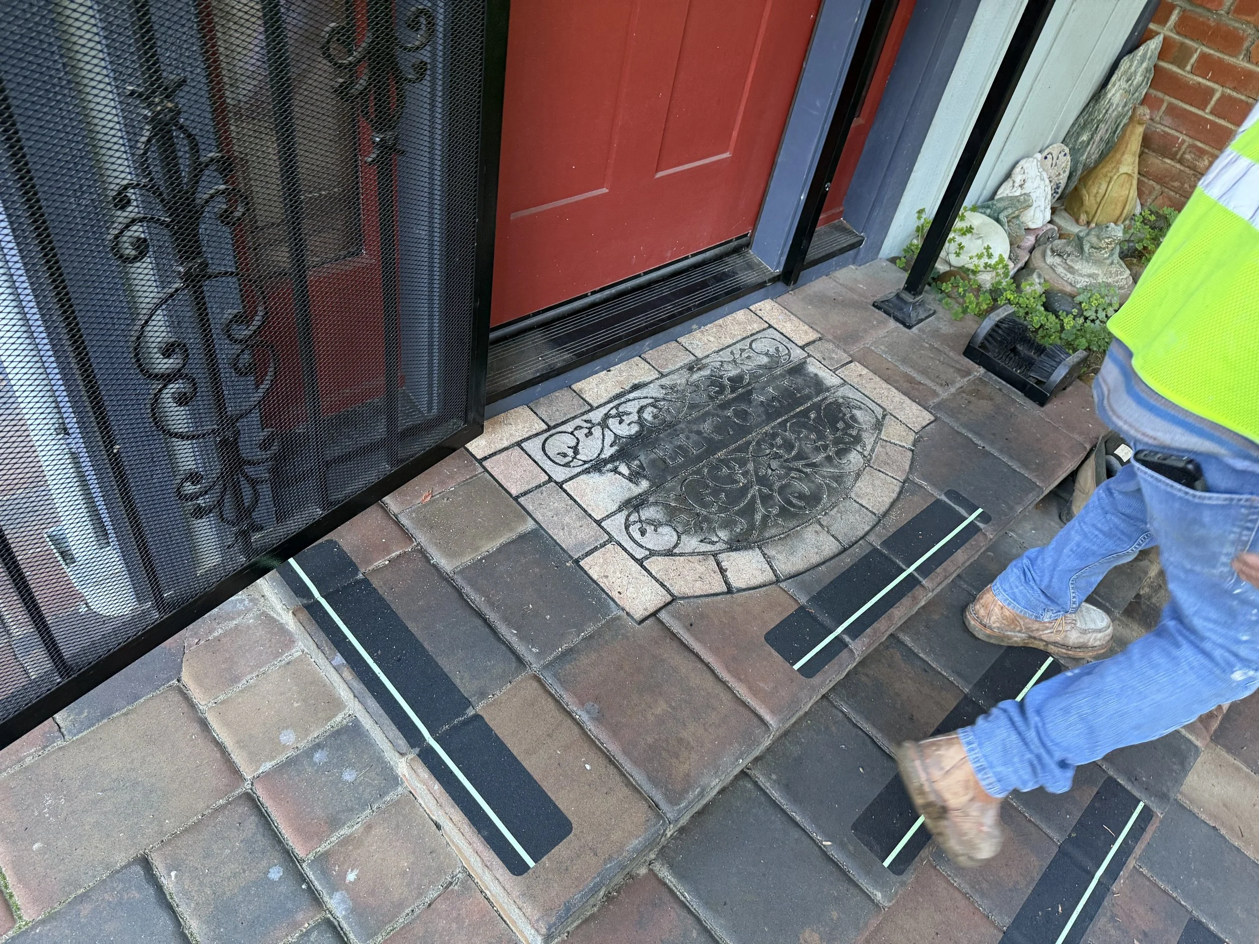Brick paver front entry installed in San Jose
