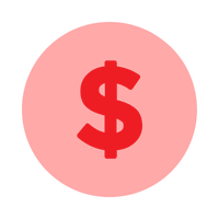 Red circle with a dollar sign in the center