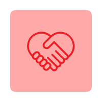 Heart shape formed by two hands shaking.