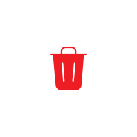 Trash can icon on a black background.