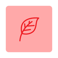 Line drawing of a leaf on a red background
