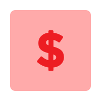 Red square with a dollar sign in the center