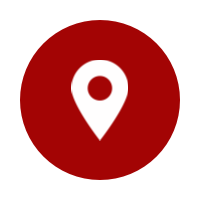 Red background with a white location pin icon in the center.