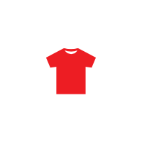 Red T-shirt with a small logo on the front, displayed against a white background.