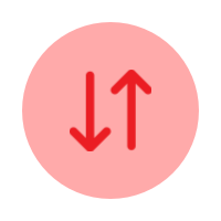 Red circular button with two arrows indicating up and down