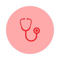 Illustration of a stethoscope inside a red circle