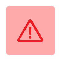 Red warning icon with an exclamation mark inside a triangle on a red background.