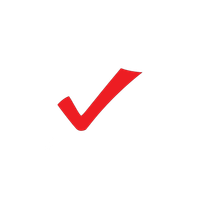Red checkmark inside a black circle.